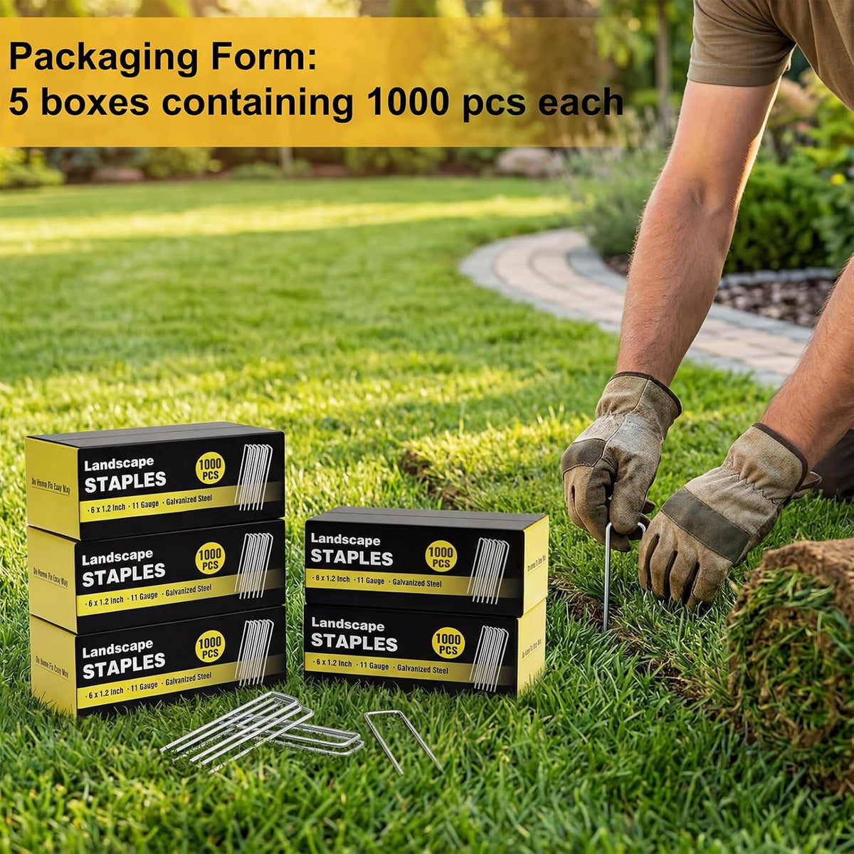 HongWay 5000 Pack 6 Inch Landscape Staples Bulk, Galvanized Garden Stakes 11 Gauge U-Shaped Pins Tent Stakes Yard Ground Staples for Landscaping Fabric, Lawn, Turf, Fence, Plant Cover, Irrigation