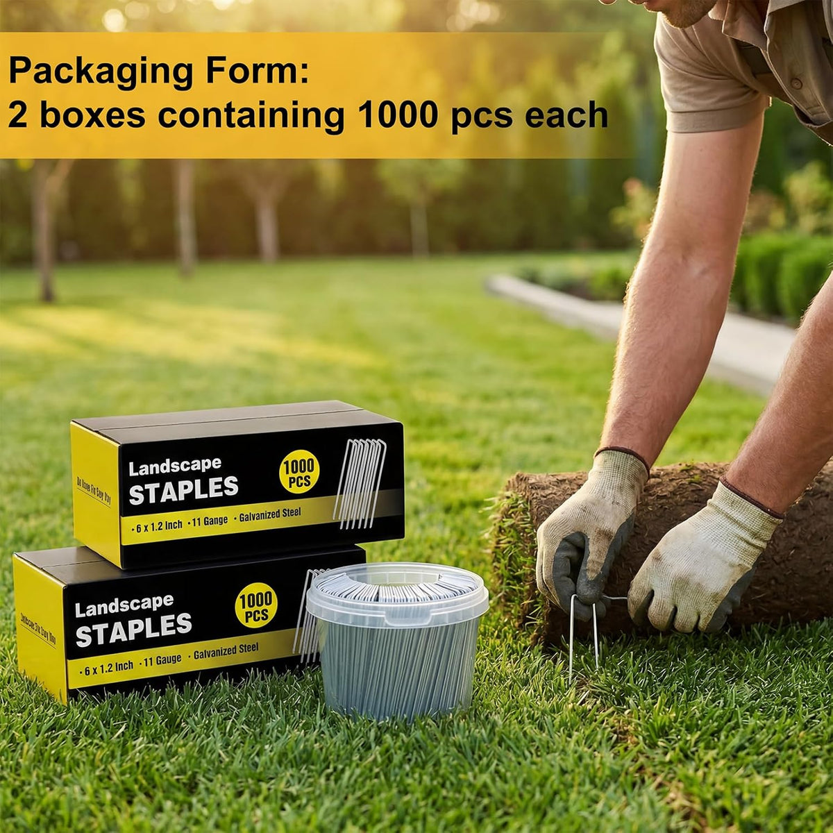 HongWay 5000 Pack 6 Inch Landscape Staples Bulk, Galvanized Garden Stakes 11 Gauge U-Shaped Pins Tent Stakes Yard Ground Staples for Landscaping Fabric, Lawn, Turf, Fence, Plant Cover, Irrigation