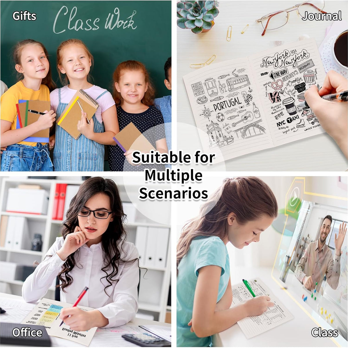 60 Pack A5 Kraft Notebooks, Composition Notebooks Lined Journal Bulk, 15 Colors with Rainbow Spines, 60 Pages for Kids Women Girls, School Office Supplies