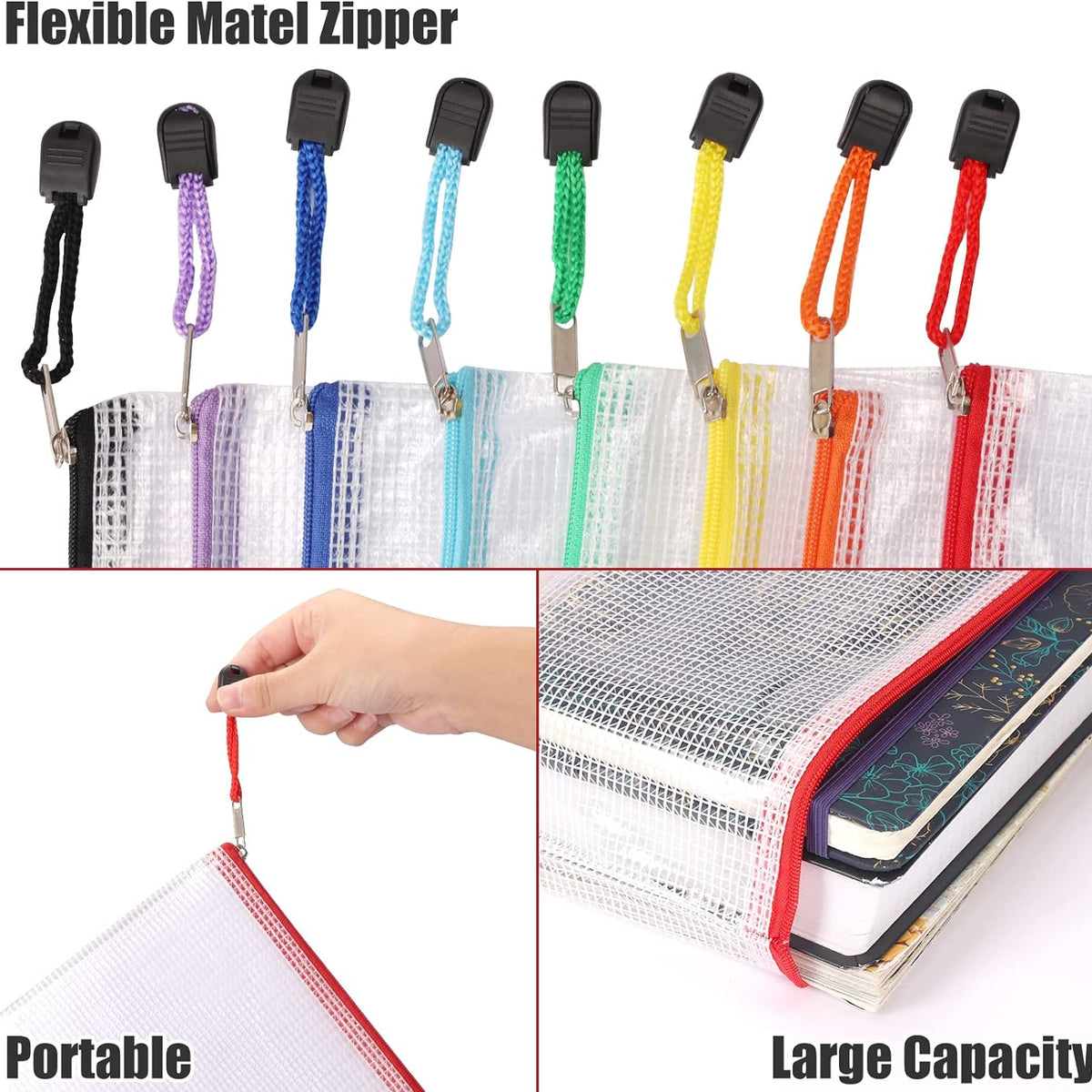56pcs Mesh Zipper Pouch Zipper Bag, Durable Pouches for Organization Puzzle Storage, Letter Size, A4 Size, for Office Supplies