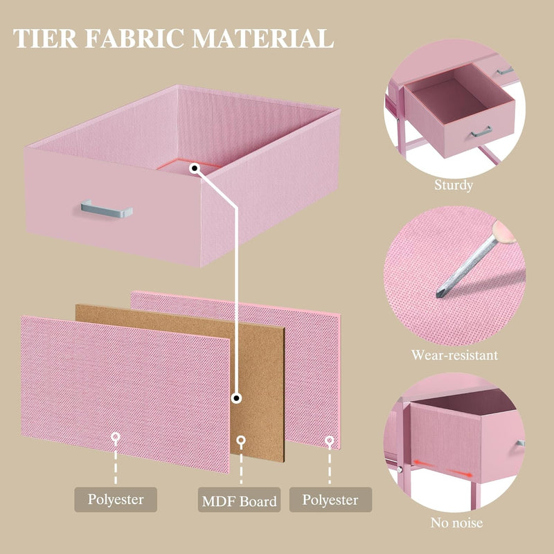 Vanity Desk with Mirror and Lights, Small Vanity with Fabric Storage Drawer & Chair & Shelves, Makeup Vanity with Fold-up Panel and Power Outlet for Bedroom