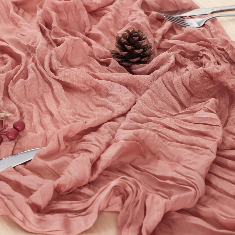 8 Pack Dusty Pink Cheesecloth Table Runner 120 Inch 10FT Gauze Cheese Cloth for Wedding Decoration, Baby Shower, Boho Decor