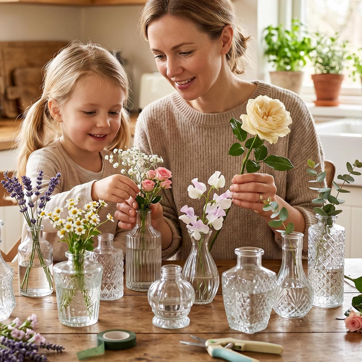 36pcs Glass Bud Vase Bulk Set, Clear Small Glass Vases for Flowers, Vintage Flower Vases in Bulk for Centerpieces, Wedding Decorations,Table Decor
