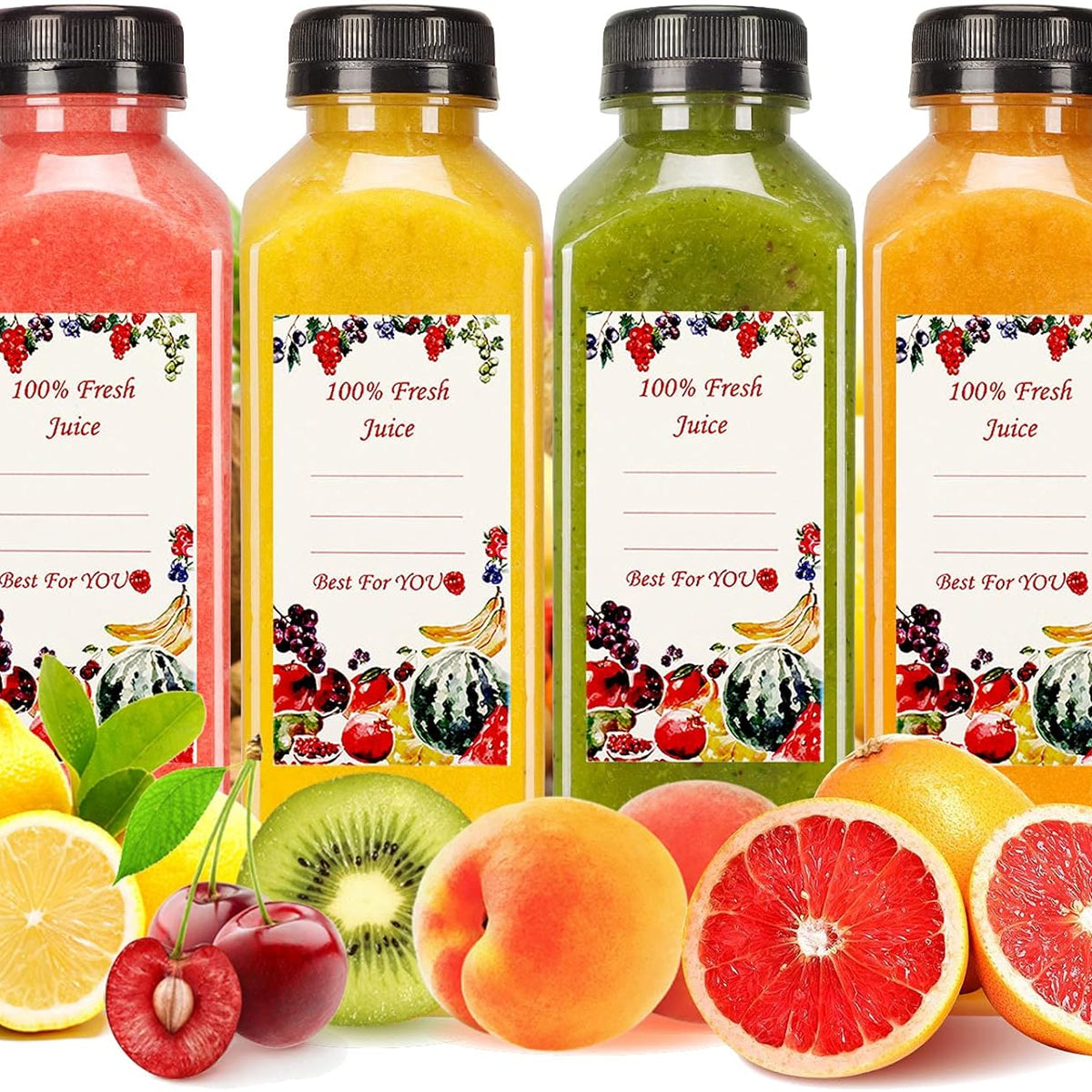 20pcs 16oz Juice Bottles, Plastic Juicing Bottles with Caps, Clear Drink Containers with Lids for Drinking, Smoothie and Other Beverages