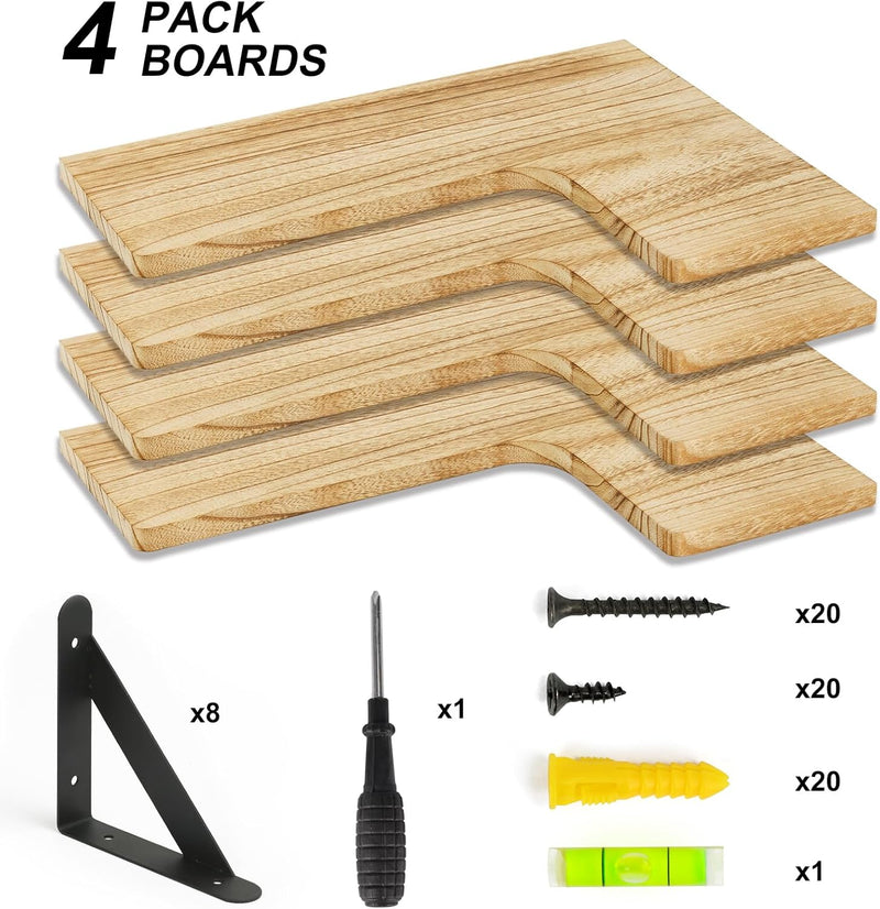 Corner Floating Shelves, Wall Mounted Corner Shelf for Bathroom, Kitchen, Bedroom, Home Decor, Laundry Room, Living Room(Set of 4 Rustic Brown)