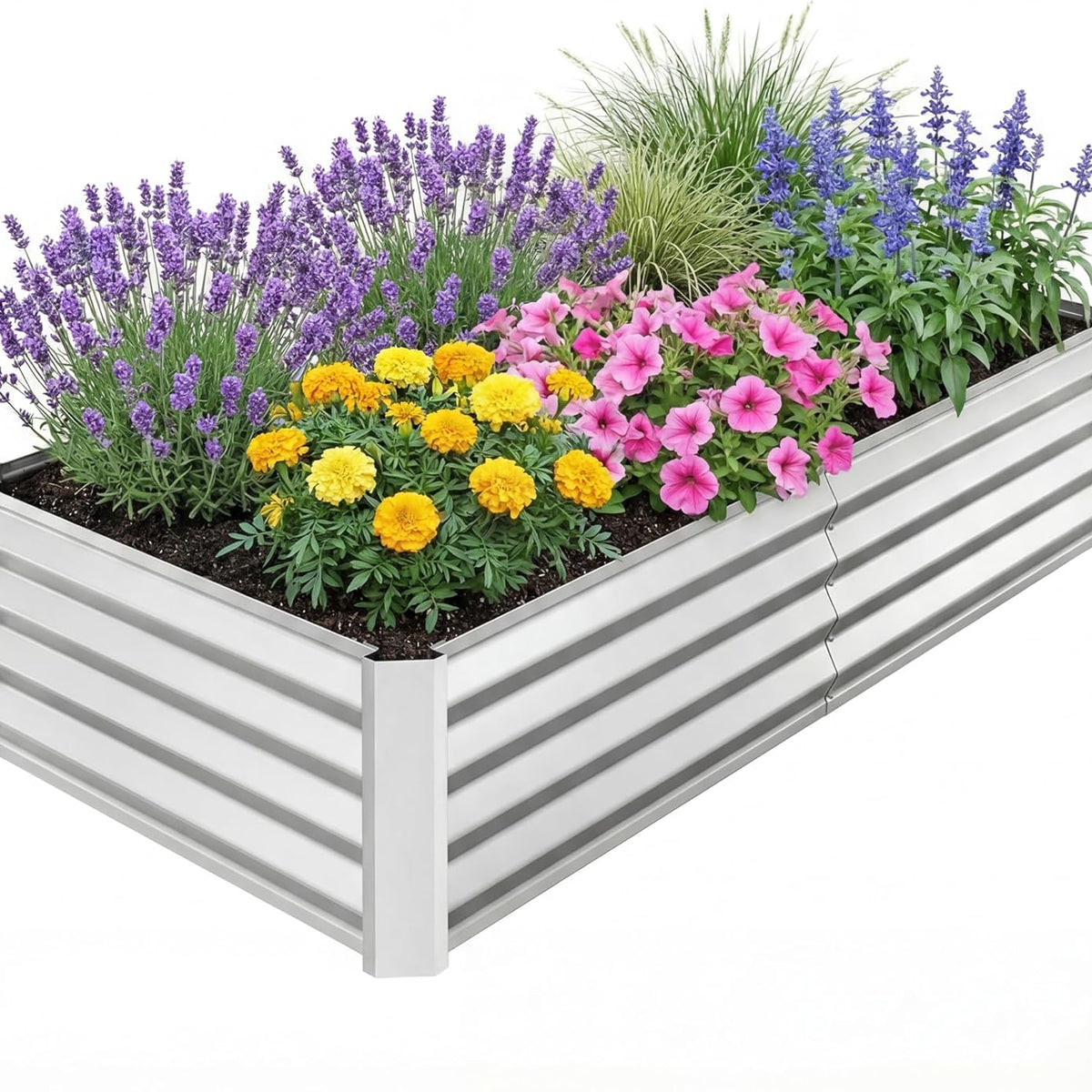 4x2x1ft(2 Pack) Galvanized Raised Garden Beds, Thickened Metal Planter Box for Outdoor Vegetables & Flowers, 48" L x 24" W x 12" H