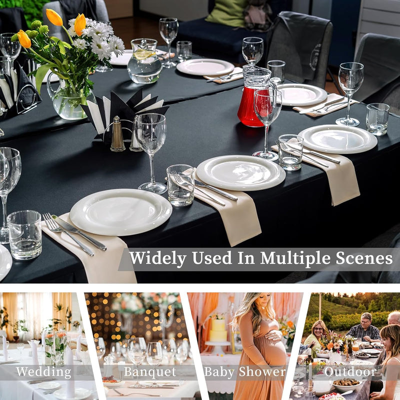 Fixwal 6 Pack Black Table Cover, Spandex Table Cloths for 6 Foot Rectangle Tables Fitted Tablecloth, Wrinkle-Free and Stretch Folding Tablecloth for Banquet, Wedding, Party (72L x 30W x 30H Inch)