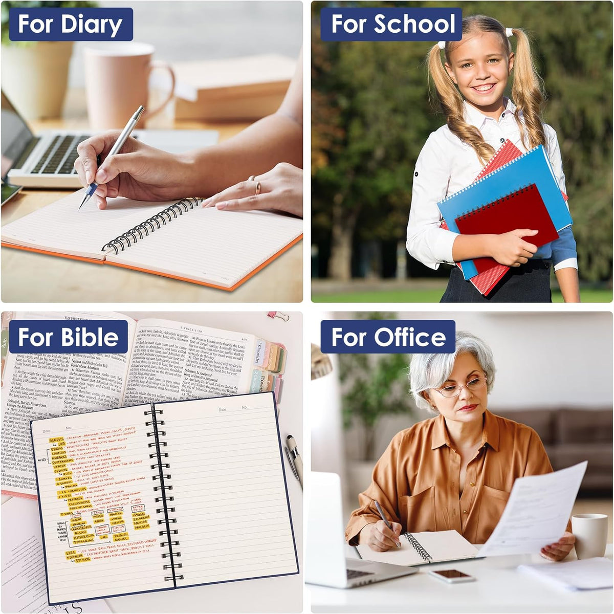 8 Pack Spiral Notebook, Hardcover A5 Notebooks, College Ruled Spiral Journals, Assorted Jewel Tone Colors, 160 Pages, 5.5"x8.5", for Work, School, Gifts