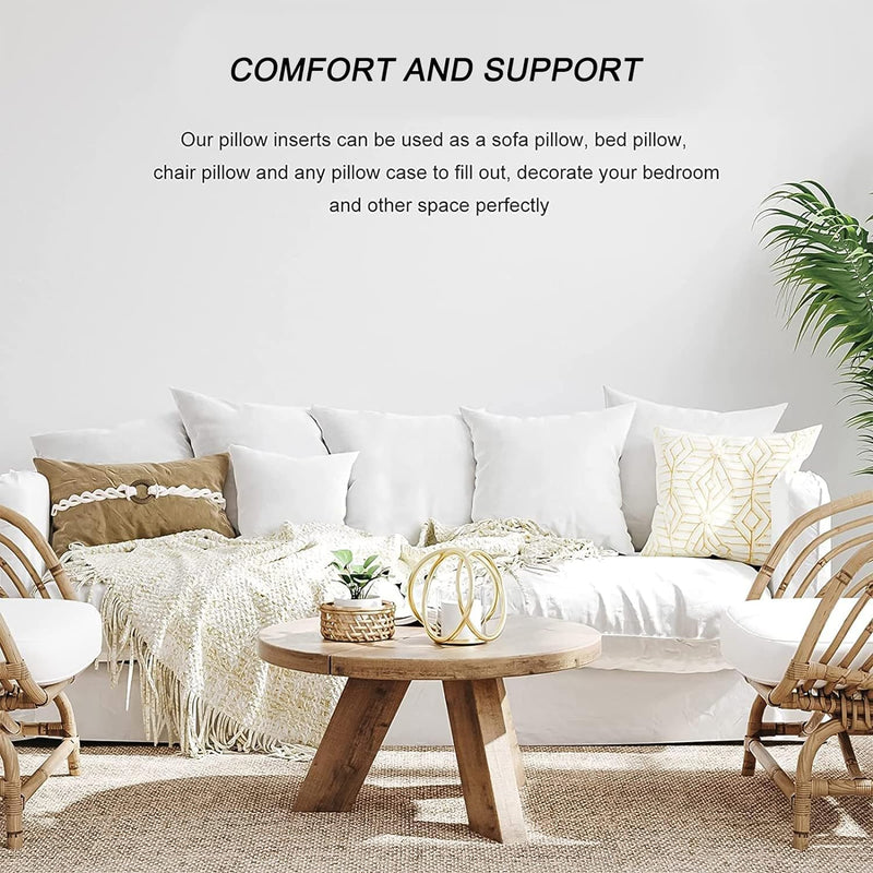 Fixwal 20x20 Inches Pillow Inserts Set of 4, White Pillow Forms Soft Microfiber Filled, Pillow Inserts for Decorative Pillow Covers Cushion Bed Couch and Sofa