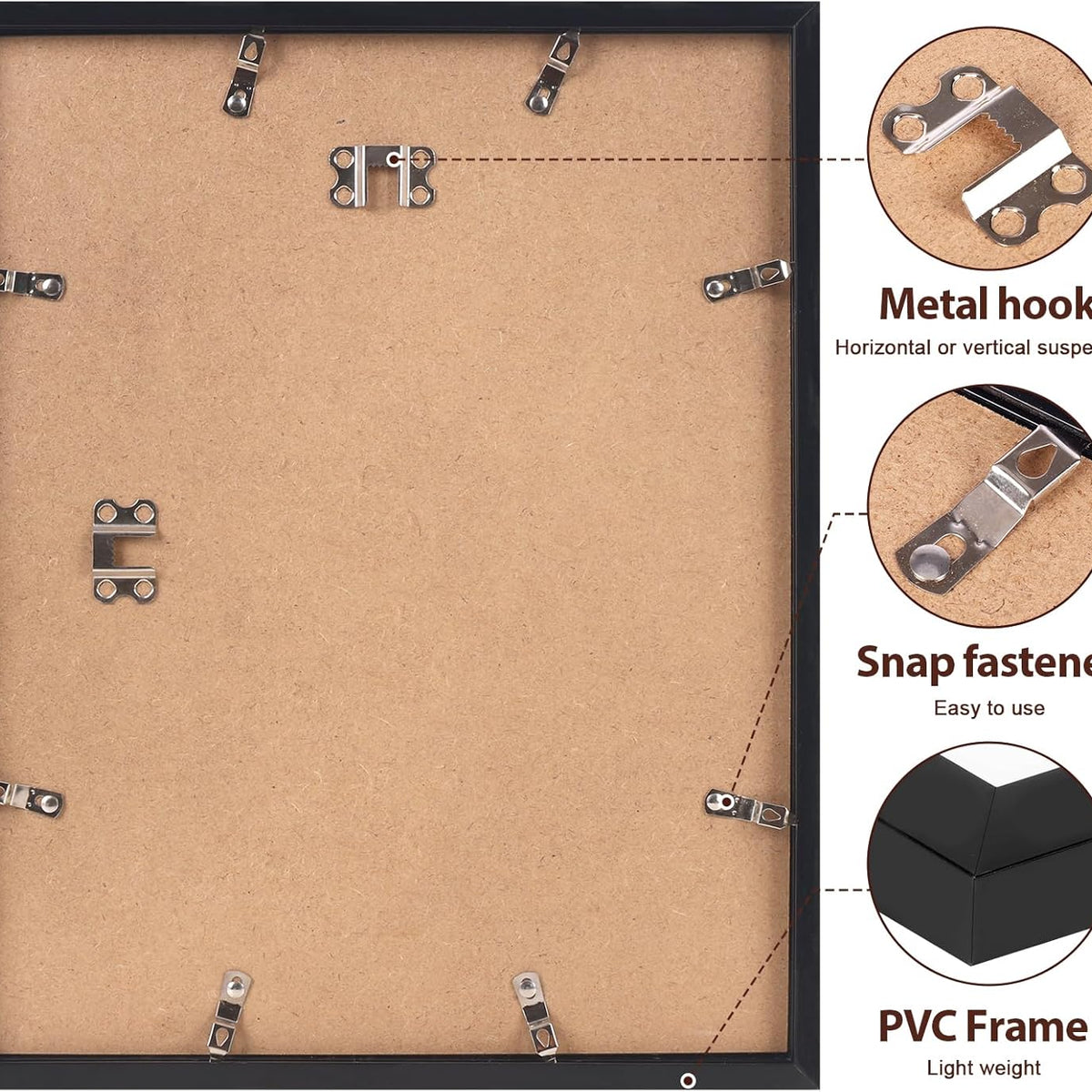Fixwal 11x14 Picture Frame Set of 2, Black Photo Frames for Wall and Tabletop Display with Mat for 8x10 Pictures