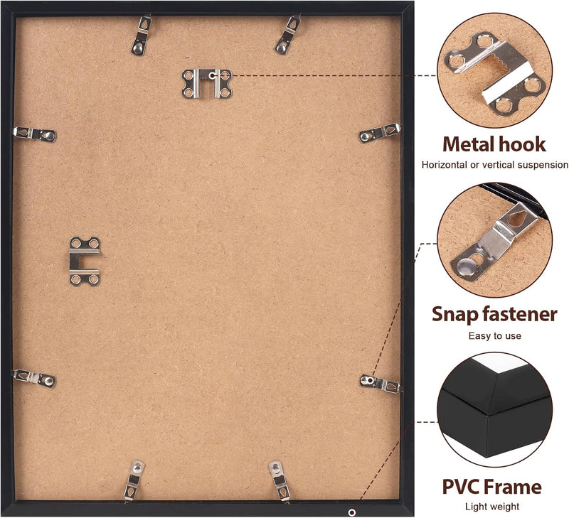 Fixwal 11x14 Picture Frame Set of 2, Black Photo Frames for Wall and Tabletop Display with Mat for 8x10 Pictures
