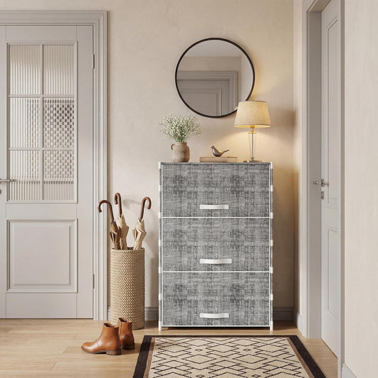 Shoe Storage Cabinet with Dustproof Flip Doors, 7 Tier Large Shoe Rack Organizer, Free Standing Shoe Shelf for Entryway, Closet, Hallway, Space Saving Sneaker Boots Storage, Modern Grey