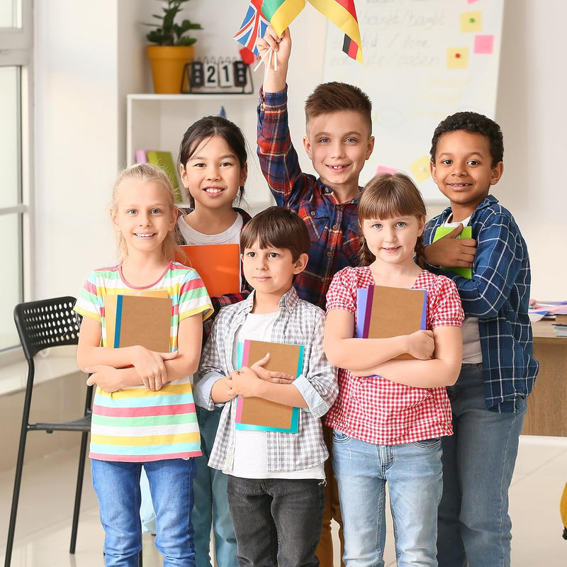 40 Pack A5 Kraft Notebooks Bulk, Lined Journals Bulk Colors with Rainbow Spine, 60 Pages for Kids Writing, Travel, Students