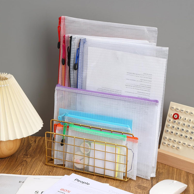 30pcs Mesh Zipper Pouch Bags, 8 Sizes Plastic Zipper Bags, 8 Colors Waterproof Zipper Pouches for Organization, Multipurpose for Travel, School Supplies, Office Appliances and Home Organization