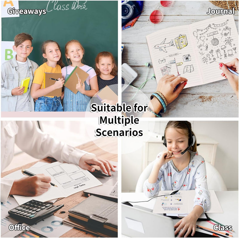 40 Pack A5 Kraft Notebooks Bulk, Lined Journals Bulk Colors with Rainbow Spine, 60 Pages for Kids Writing, Travel, Students