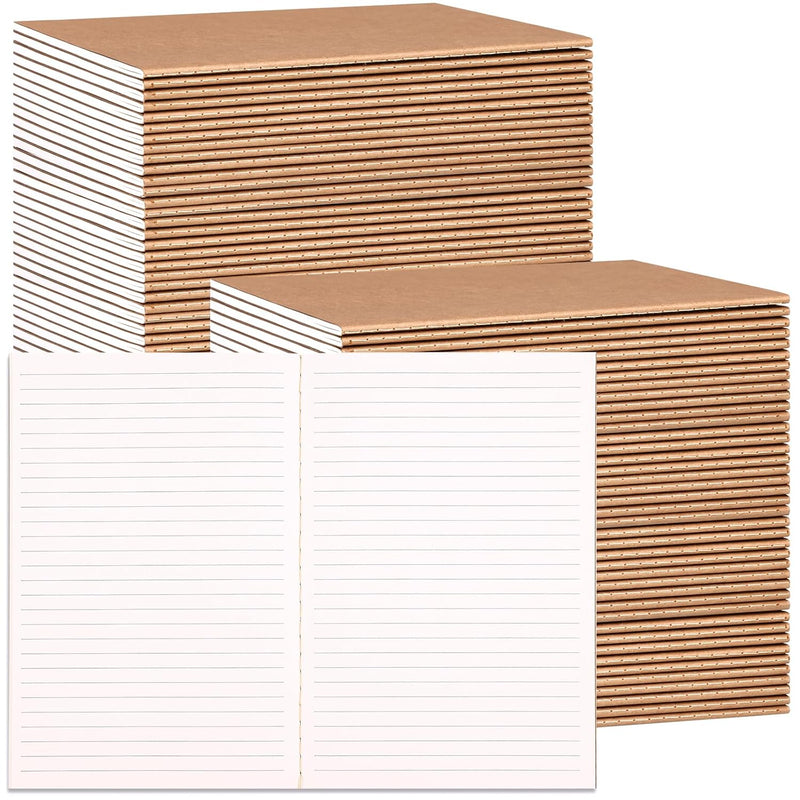 100pcs Lined A5 Kraft Notebook, Journals for Travelers 8.3x5.5in Notebooks 30 Sheets/60 Pages for Students and Office Travel Journal Set