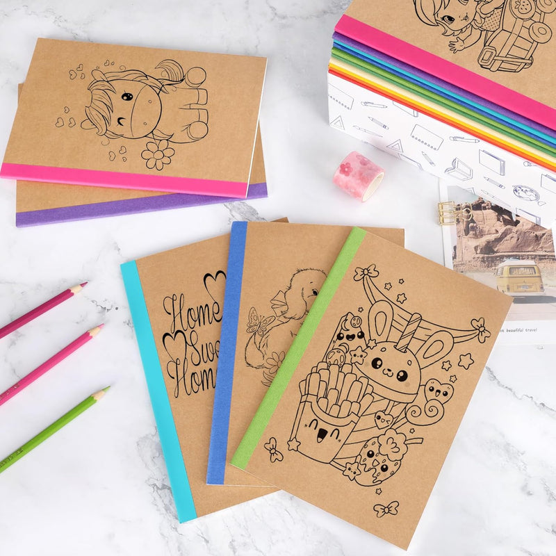 20 Pack A5 Kraft Notebooks, Lined Journal Bulk with Rainbow Spine, 10 Colors, 60 Pages Soft Cover Composition Notebooks for Women Girls Kids, School Office Supplies