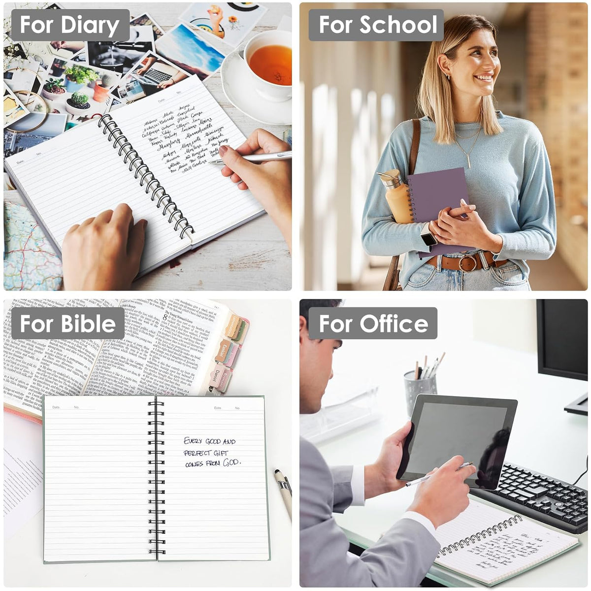 6pcs Spiral Notebook 5.5” x 8.5” Hardcover College Ruled Journals, A5 160 Pages Assorted Morandi Tone Colors for Work Office School Supplies
