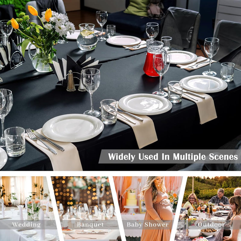 Fixwal Black Spandex Tablecloth for Rectangle Table 6ft, Table Skirt for Folding Table, Table Cover for Party, Show, Wedding and Birthday
