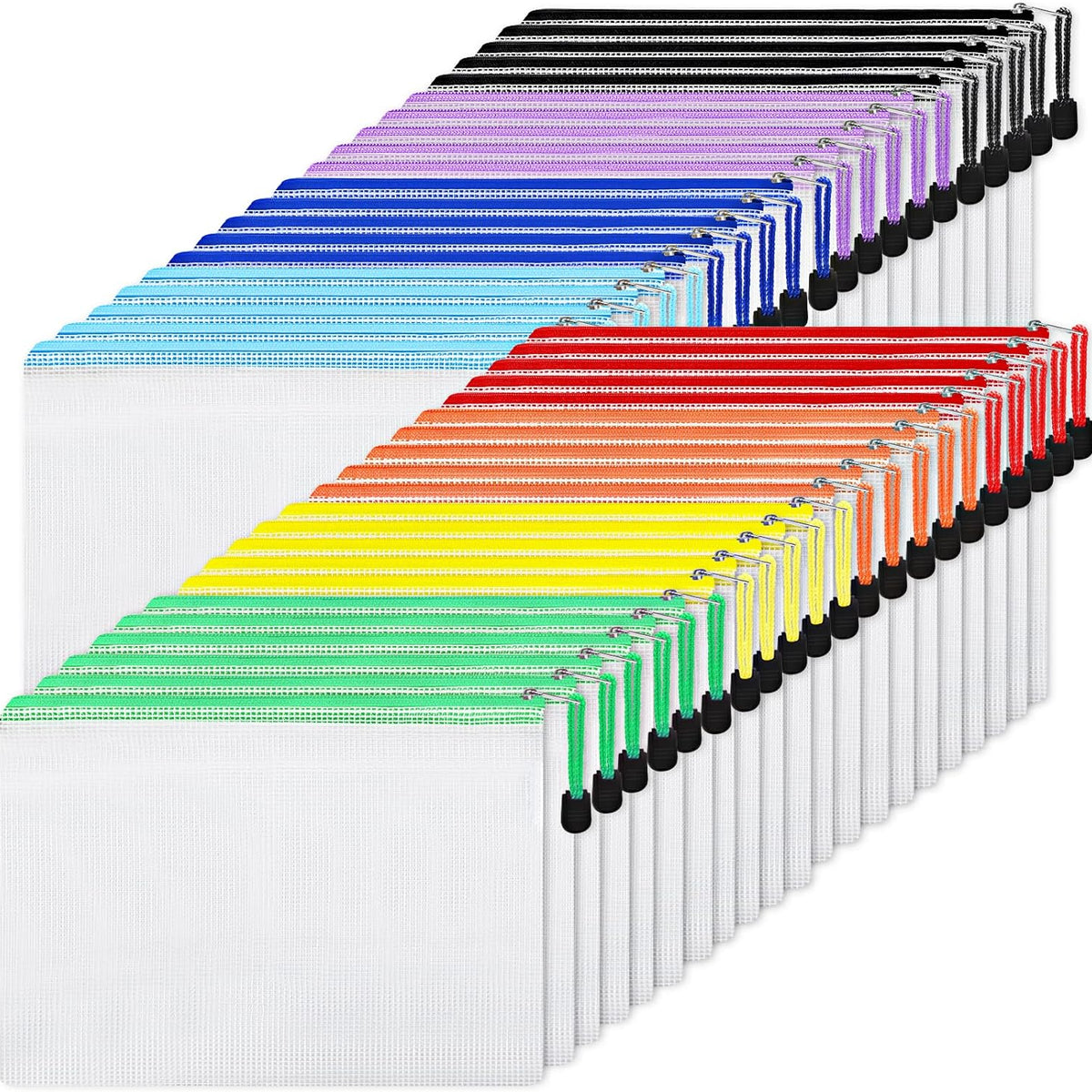 56pcs Mesh Zipper Pouch Zipper Bag, Durable Pouches for Organization Puzzle Storage, Letter Size, A4 Size, for Office Supplies