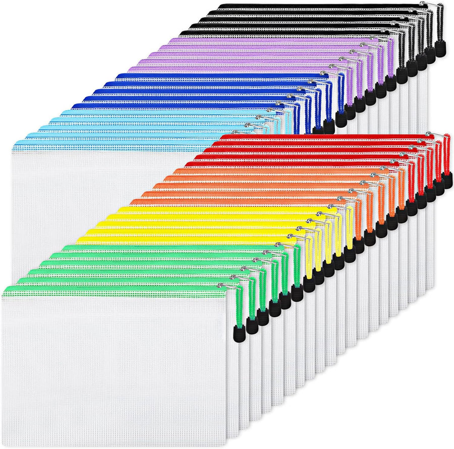 56pcs Mesh Zipper Pouch Zipper Bag, Durable Pouches for Organization Puzzle Storage, Letter Size, A4 Size, for Office Supplies