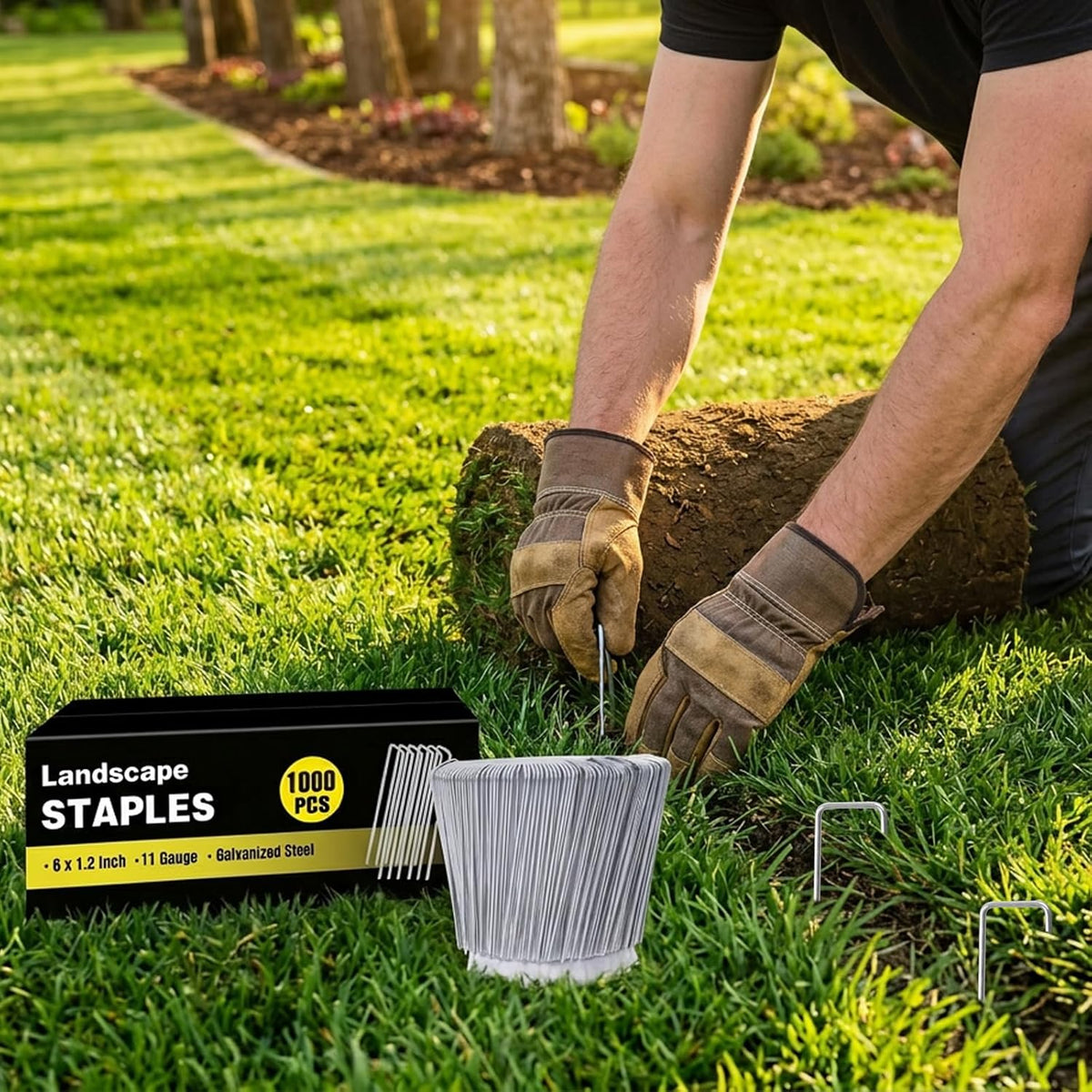 HongWay 5000 Pack 6 Inch Landscape Staples Bulk, Galvanized Garden Stakes 11 Gauge U-Shaped Pins Tent Stakes Yard Ground Staples for Landscaping Fabric, Lawn, Turf, Fence, Plant Cover, Irrigation