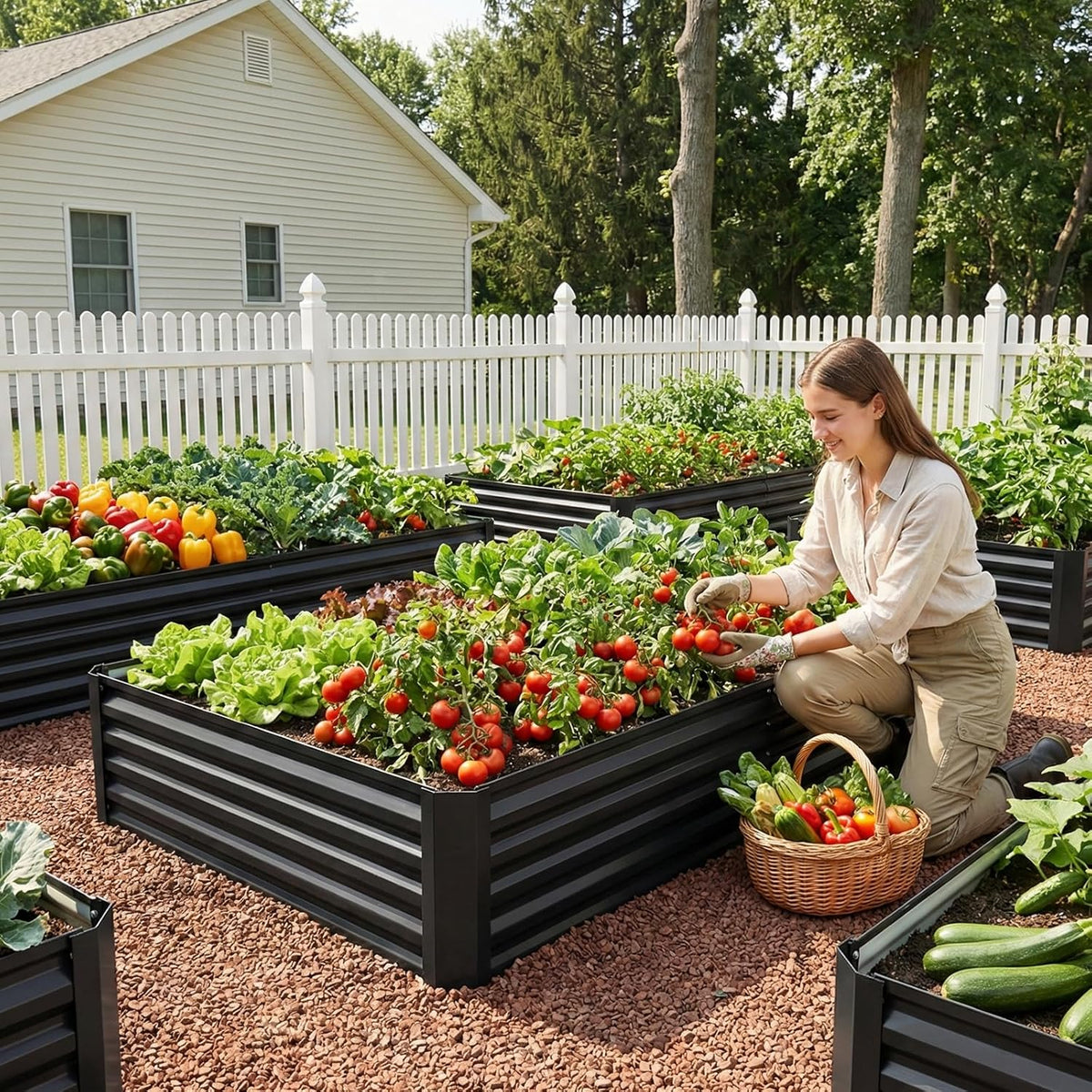 8x4x1ft Black Color Steel Raised Garden Beds, Thickened Metal Planter Box for Outdoor Vegetables & Flowers, Modern Large Garden Bed Kit, 96" L x 48" W x 12" H