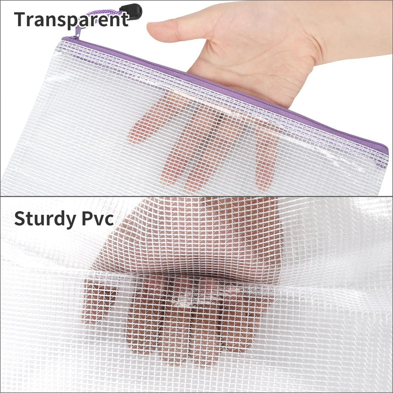 30pcs Mesh Zipper Pouch Bags, 8 Sizes Plastic Zipper Bags, 8 Colors Waterproof Zipper Pouches for Organization, Multipurpose for Travel, School Supplies, Office Appliances and Home Organization