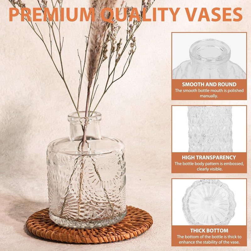 36pcs Glass Bud Vase Bulk Set, Clear Small Glass Vases for Flowers, Vintage Flower Vases in Bulk for Centerpieces, Wedding Decorations,Table Decor