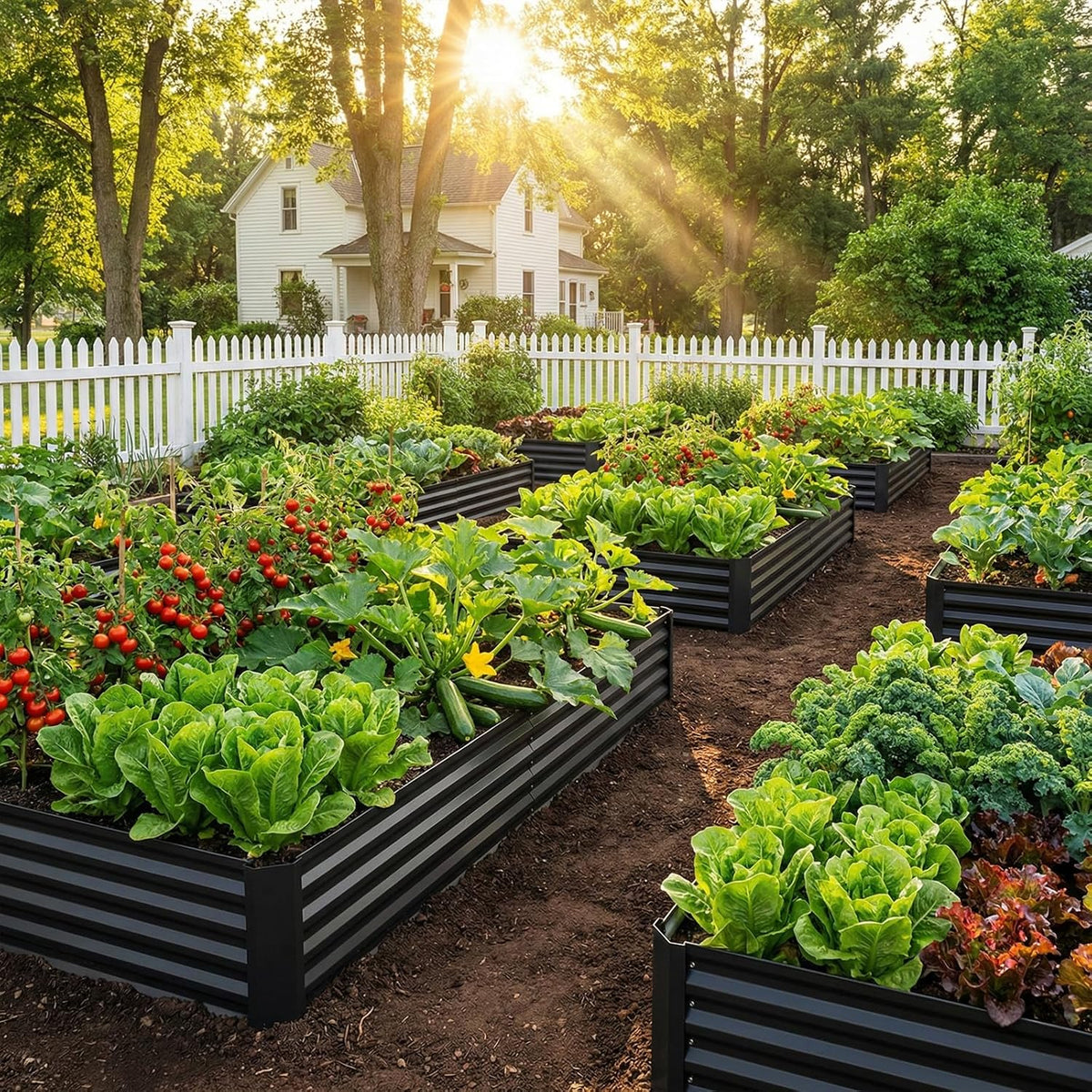 8x4x1ft Black Color Steel Raised Garden Beds, Thickened Metal Planter Box for Outdoor Vegetables & Flowers, Modern Large Garden Bed Kit, 96" L x 48" W x 12" H