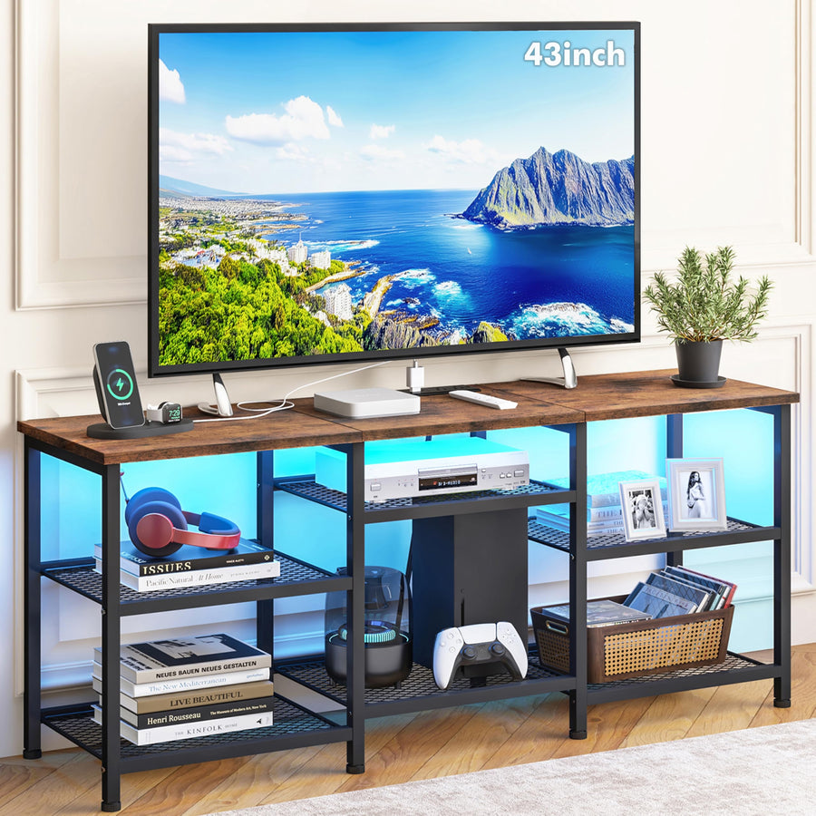 Fixwal Entertainment Center for TVs Up to 50inch, Rustic Brown