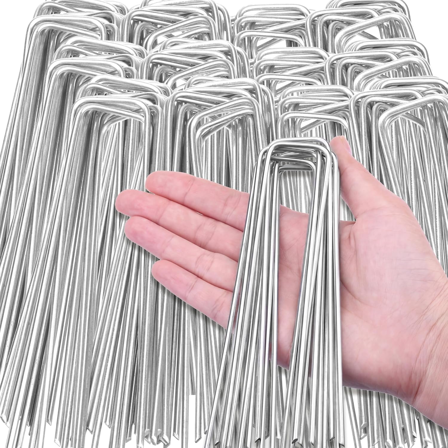 HongWay 5000 Pack 6 Inch Landscape Staples Bulk, Galvanized Garden Stakes 11 Gauge U-Shaped Pins Tent Stakes Yard Ground Staples for Landscaping Fabric, Lawn, Turf, Fence, Plant Cover, Irrigation
