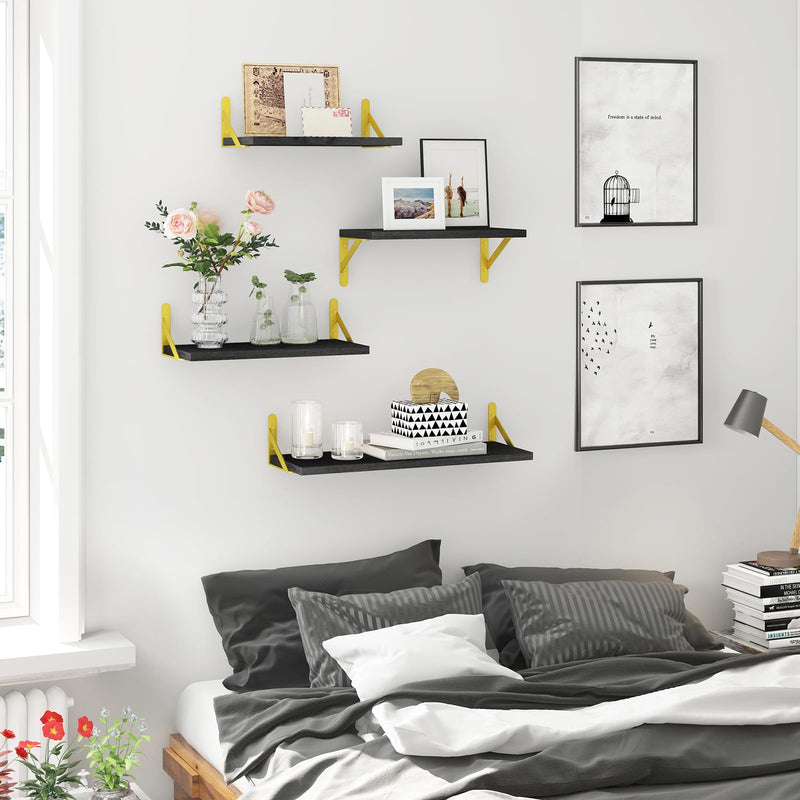 SUPERLELE Set of 4 Floating Wall Shelves in MDF Wall Mounted Shelves