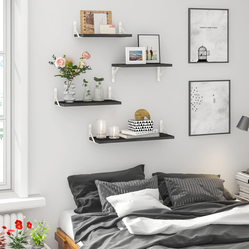 SUPERLELE Set of 4 Floating Wall Shelves in MDF Wall Mounted Shelves