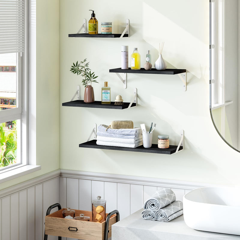 SUPERLELE Set of 4 Floating Wall Shelves in MDF Wall Mounted Shelves