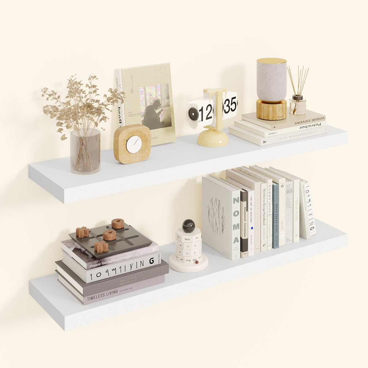 Fixwal  2 Pcs 22.5 inch Rustic Wood Wall Mounted Shelves White