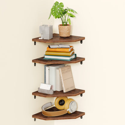 SUPERLELE Corner Shelf Wall Mount, Set of 4 Floating Corner Shelves