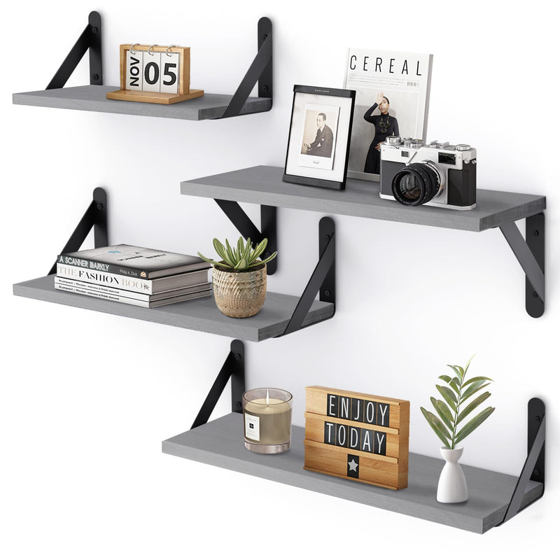 SUPERLELE Set of 4 Floating Wall Shelves in MDF Wall Mounted Shelves