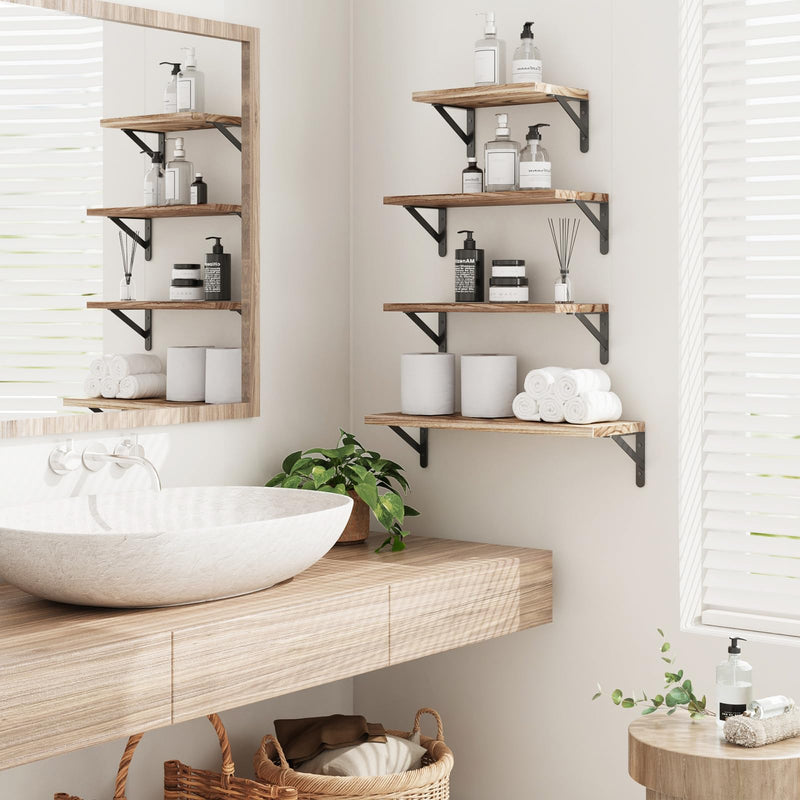 SUPERLELE Set of 4 Floating Wall Shelves in MDF Wall Mounted Shelves