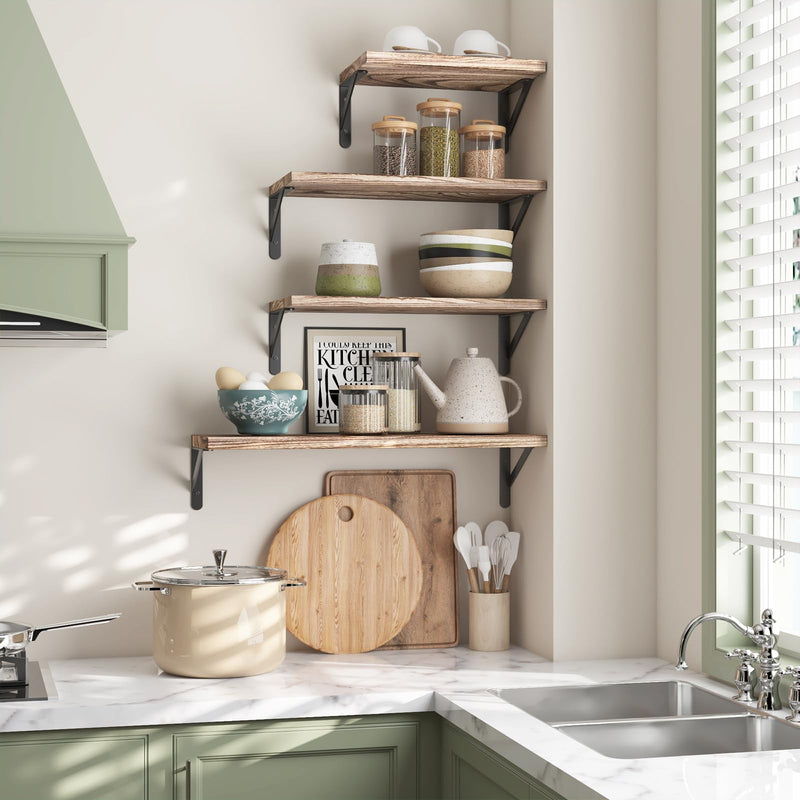 SUPERLELE Set of 4 Floating Wall Shelves in MDF Wall Mounted Shelves