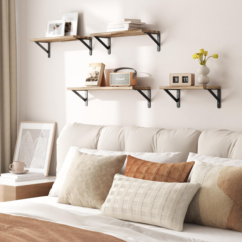 SUPERLELE Set of 4 Floating Wall Shelves in MDF Wall Mounted Shelves