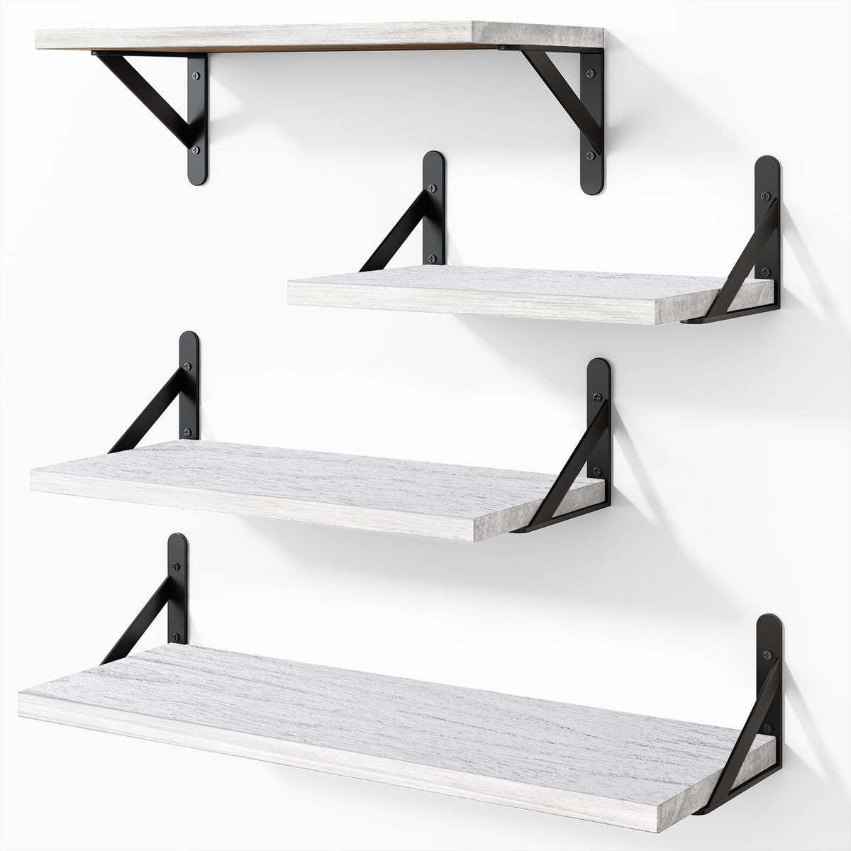 SUPERLELE Set of 4 Floating Wall Shelves in MDF Wall Mounted Shelves