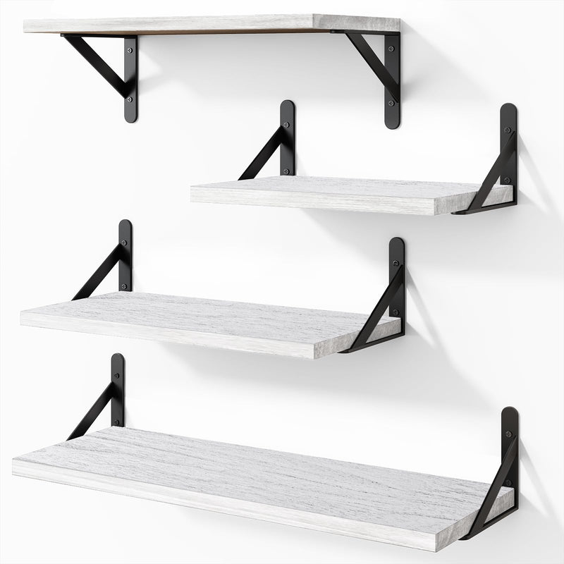 SUPERLELE Set of 4 Floating Wall Shelves in MDF Wall Mounted Shelves