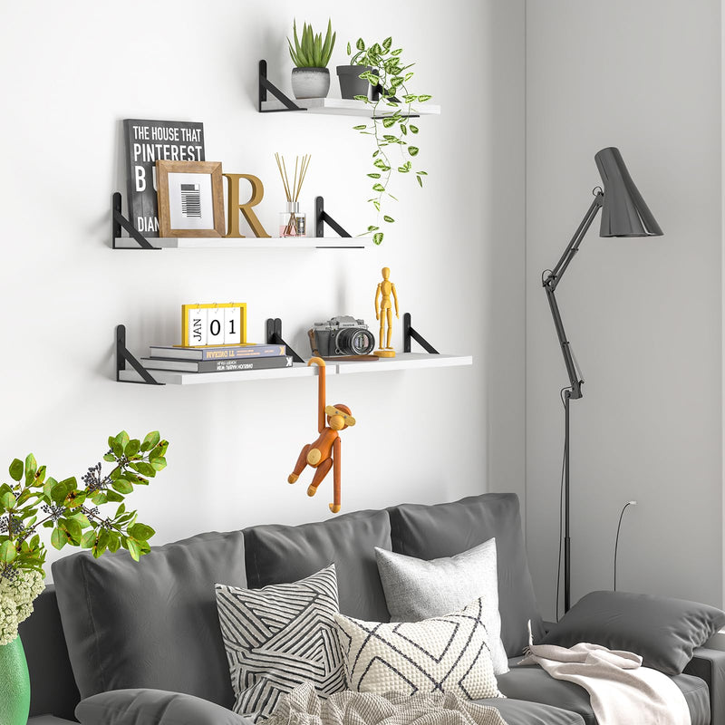 SUPERLELE Set of 4 Floating Wall Shelves in MDF Wall Mounted Shelves