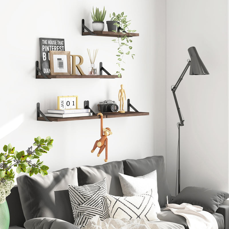 SUPERLELE Set of 4 Floating Wall Shelves in MDF Wall Mounted Shelves