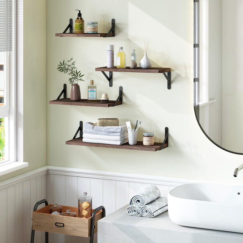 SUPERLELE Set of 4 Floating Wall Shelves in MDF Wall Mounted Shelves