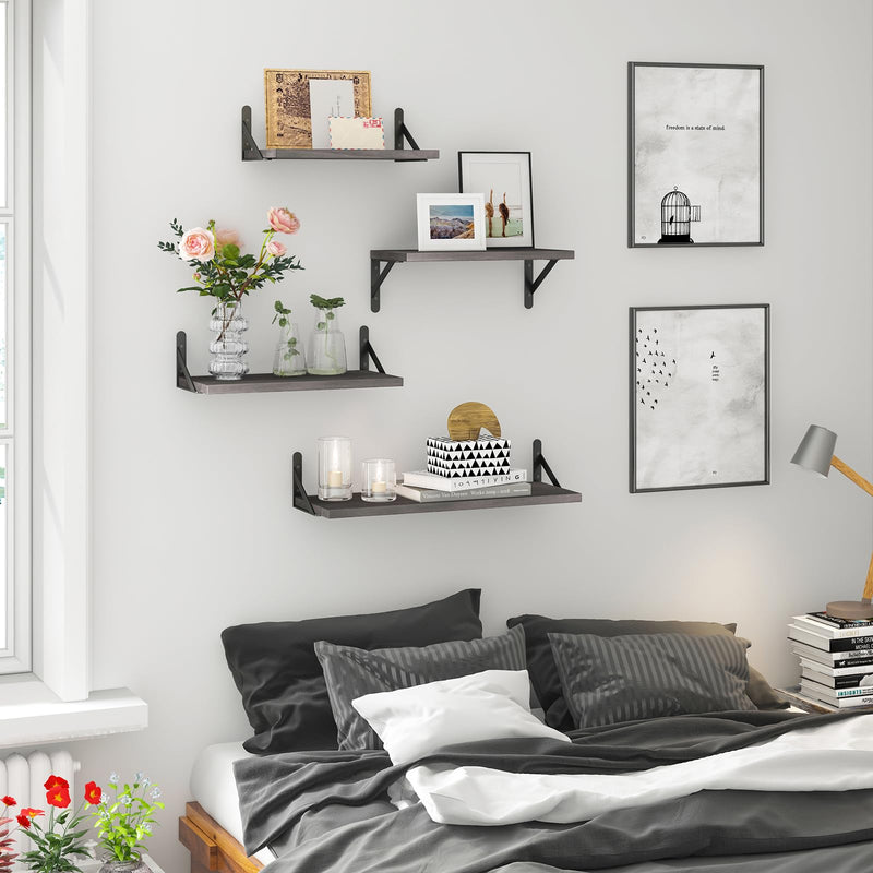 SUPERLELE Set of 4 Floating Wall Shelves in MDF Wall Mounted Shelves