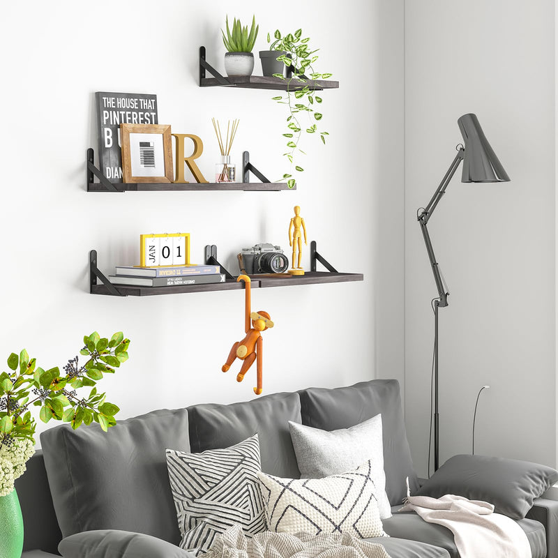 SUPERLELE Set of 4 Floating Wall Shelves in MDF Wall Mounted Shelves