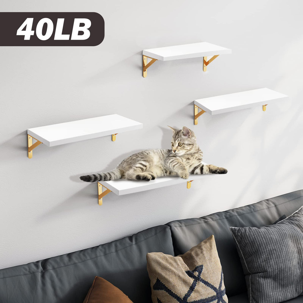 SUPERLELE Set of 4 Floating Wall Shelves in MDF Wall Mounted Shelves