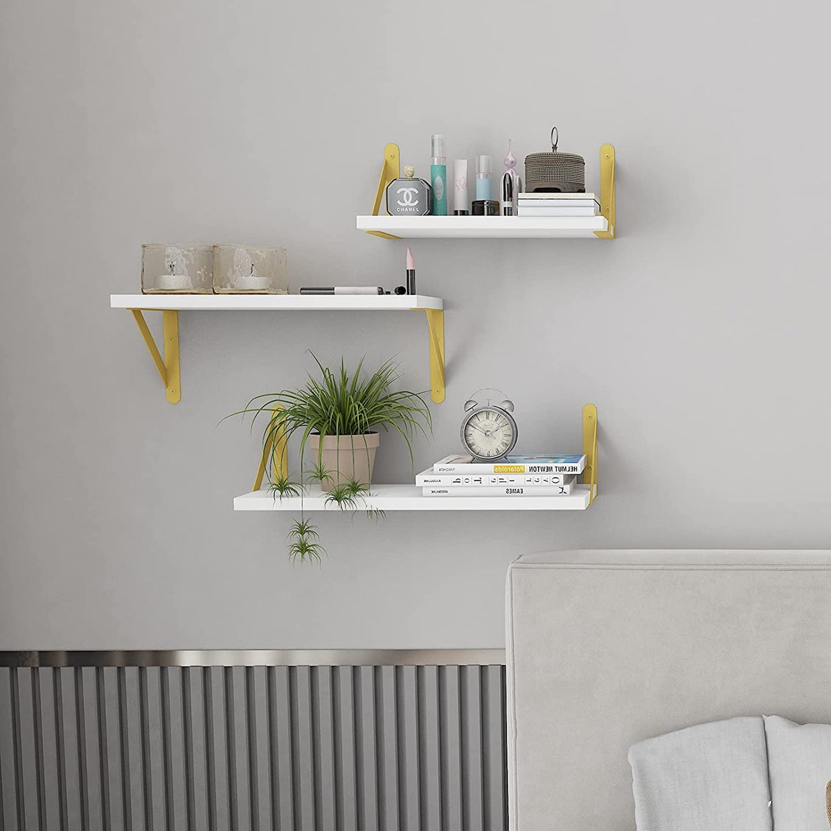 SUPERLELE Set of 4 Floating Wall Shelves in MDF Wall Mounted Shelves